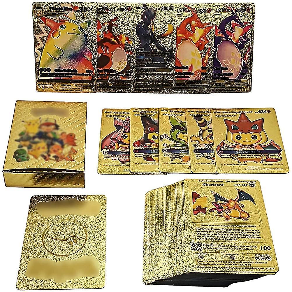 Anime Cards Set Gold Foil Anime Trading Cards Set - Collectible Cartoon Game Cards for Kids and Board Game Gifts