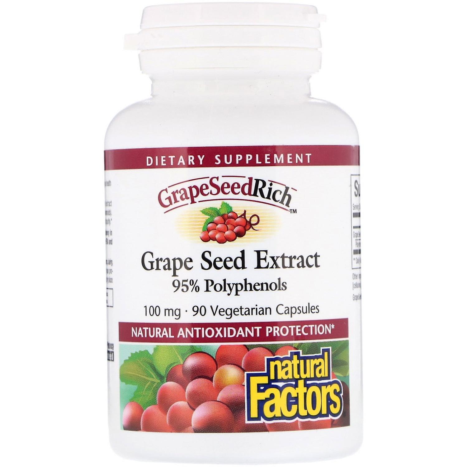 Natural Factors, GrapeSeedRich, Grape Seed Extract, 100 mg, 90 Vegetarian Capsul