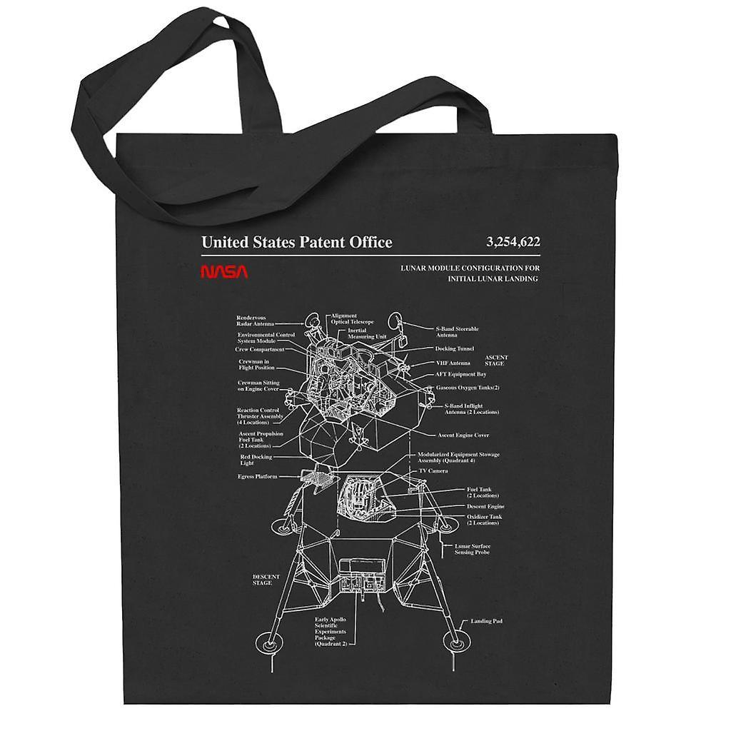 NASA Lunar Module Landing Blueprint Totebag Black 38 x 42 cm