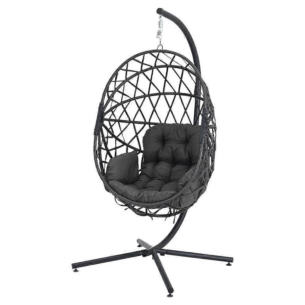 Living And Home Woven Outdoor Hanging Egg Chair With Hanging Swing Chair Cushion