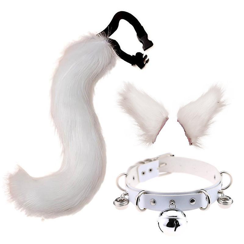 Dawnell Tail And Ears Set, Long Fox Tail Cosplay Faux Fur Furry Fox Wolf Tail Kit With Ears And Bells Collar For Kids, Girls, Boys, Teen, Women, Ch...