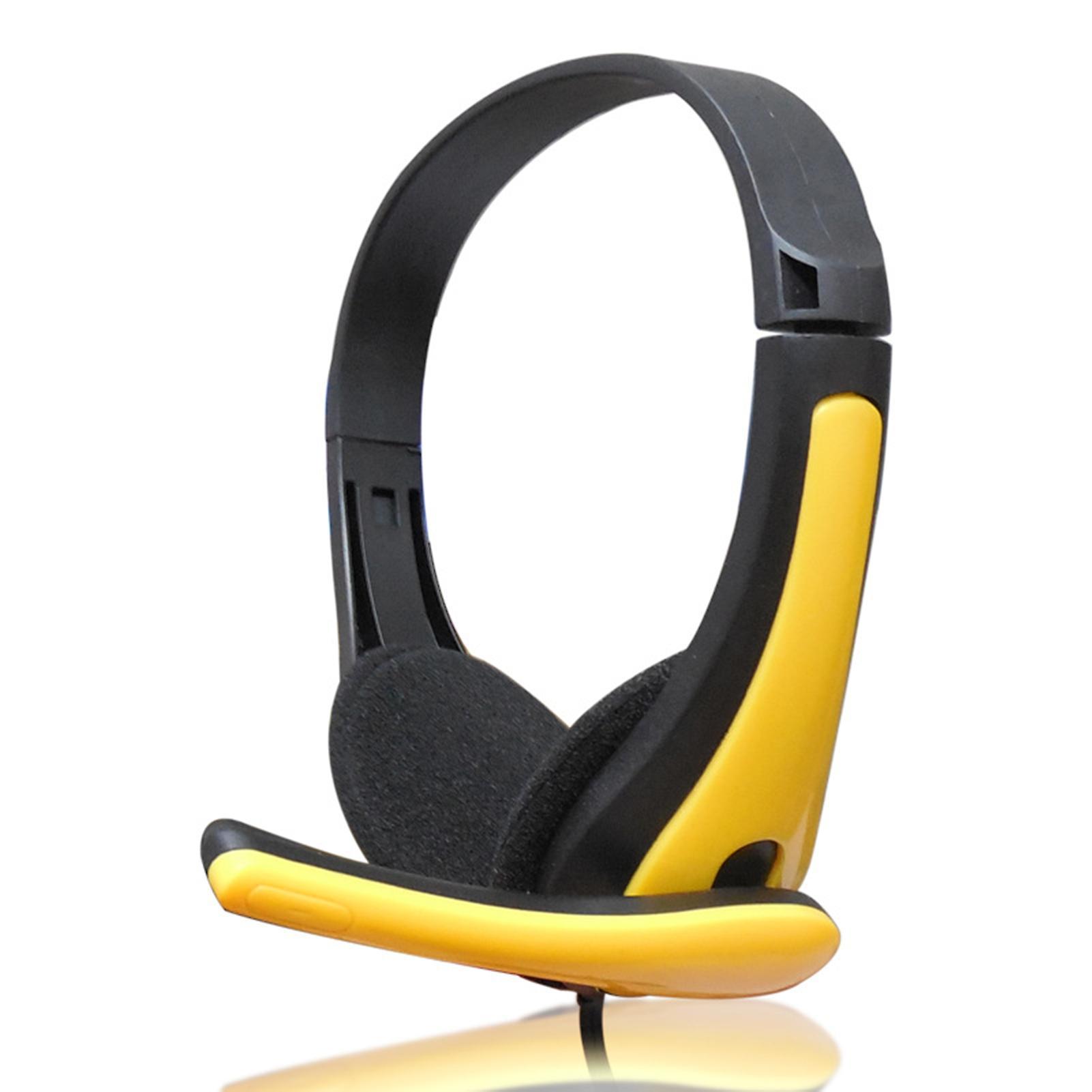 Farfi Usb Wired Headset With Noise-canceling Microphone Clear Voice Hifi Sound Perfect For Call And Pc Gaming Yellow