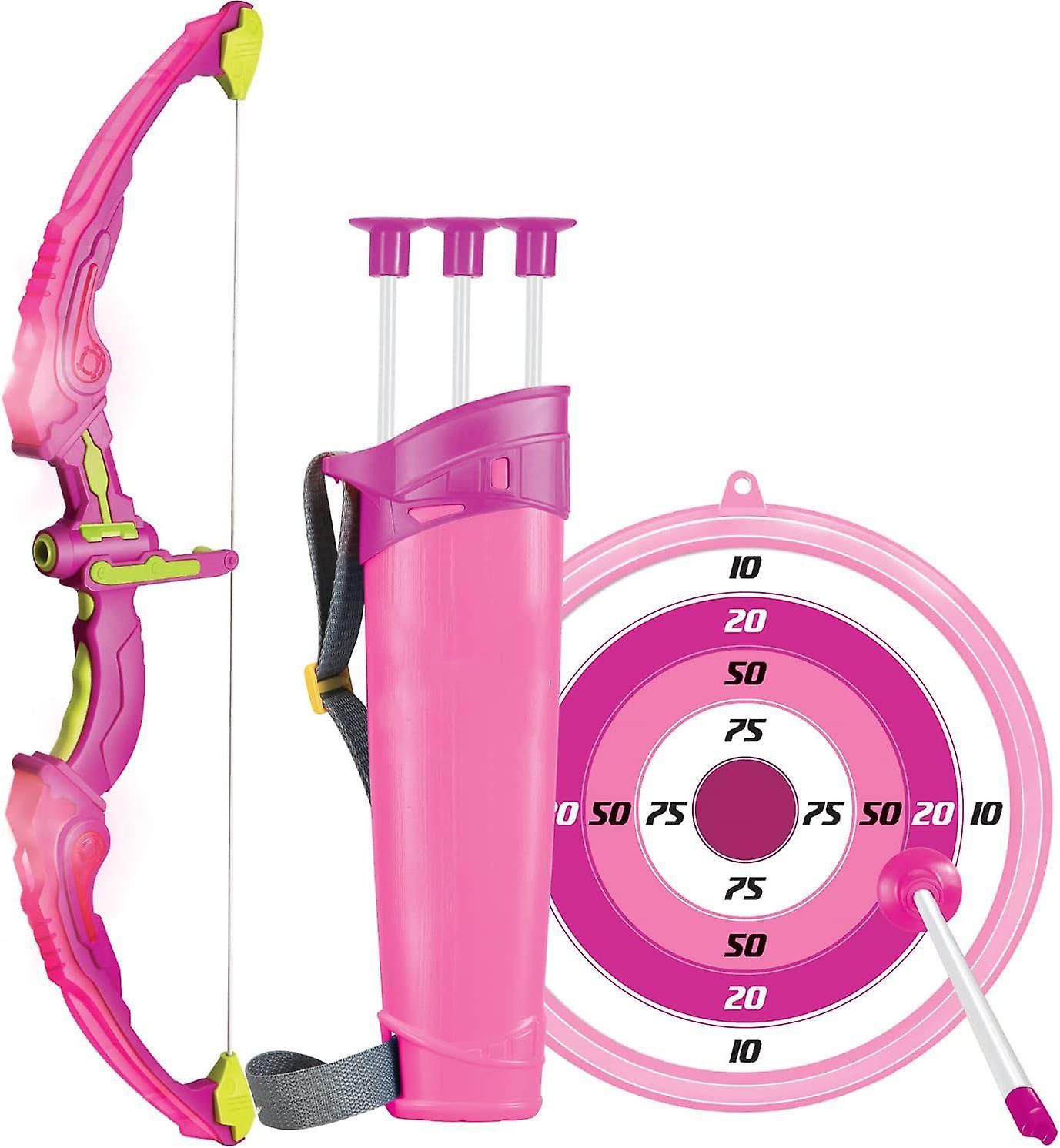 Yesfit Bow & Arrow Archery Set For Kids, Toy Bow & Arrow That Lights Up For Outdoor Play Pink