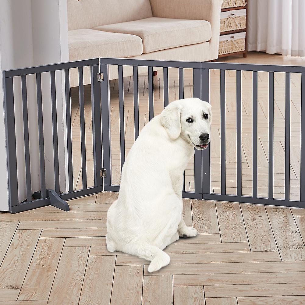 Living And Home Wooden Foldable Freestanding 3 Panel Pet Gate