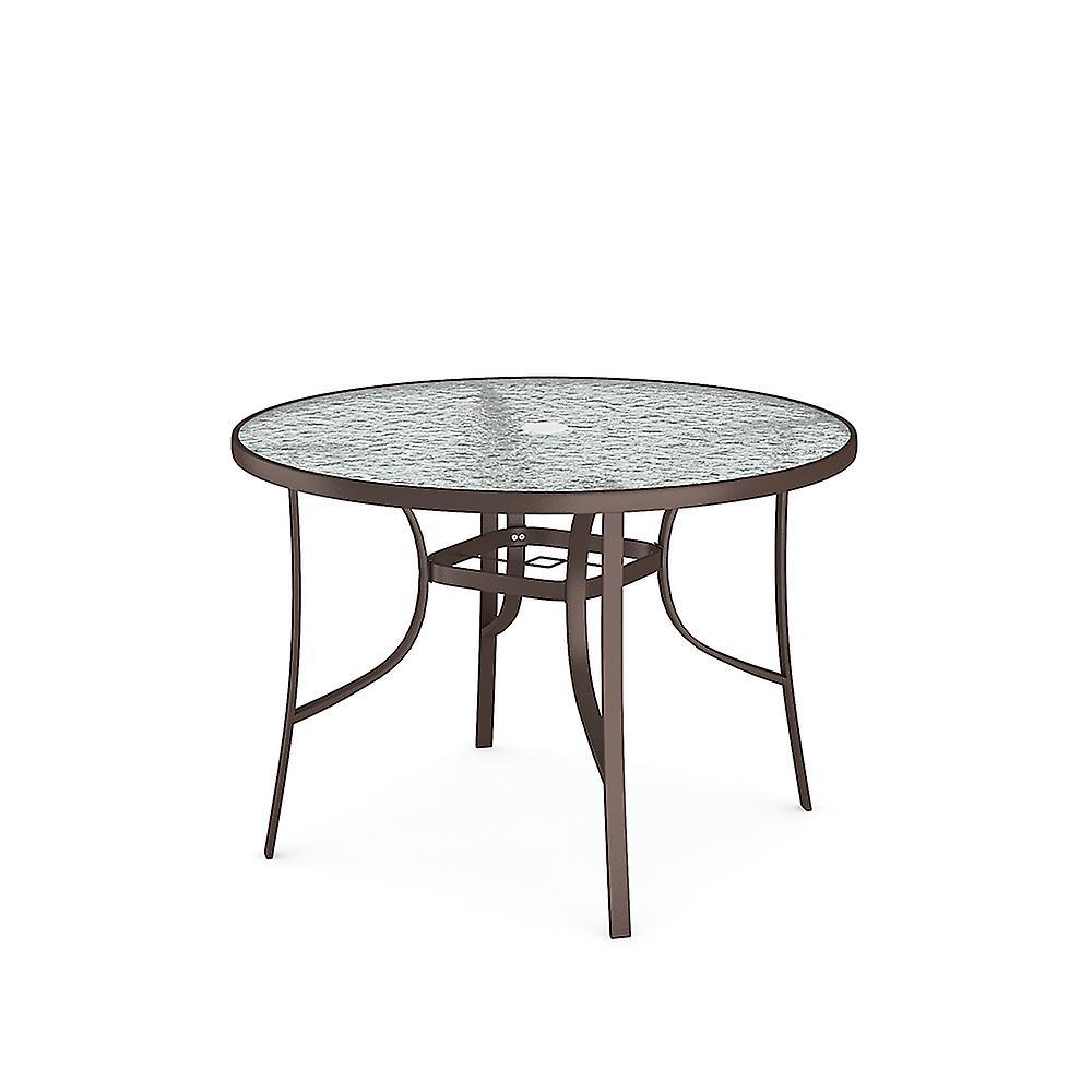 Living And Home 105Cm Outdoor Round Glass Dining Table Brown