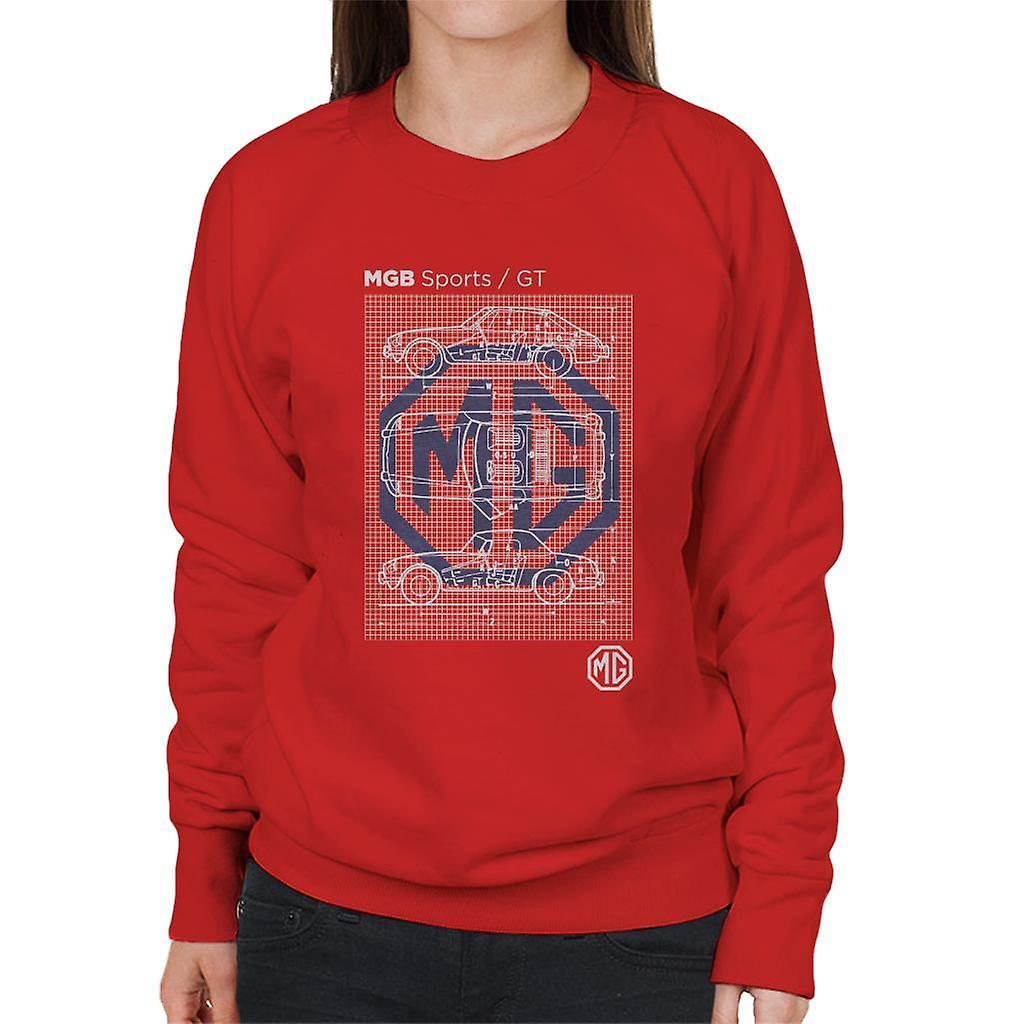 MG B Sports GT British Motor Heritage Women's Sweatshirt Red Small