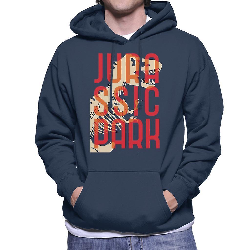 Jurassic Park Oversized Red Text Men's Hooded Sweatshirt Navy Blue Large