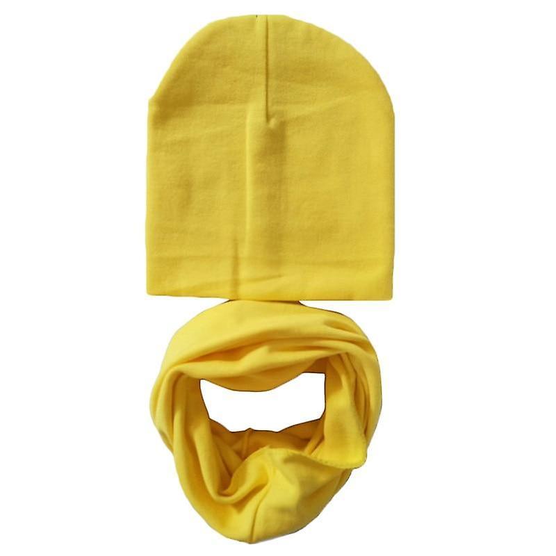 Slowmoose Winter Spring Baby Hat Scarf Set- Cotton Baby Cap Star Print Kids Hats, Newborn yellow