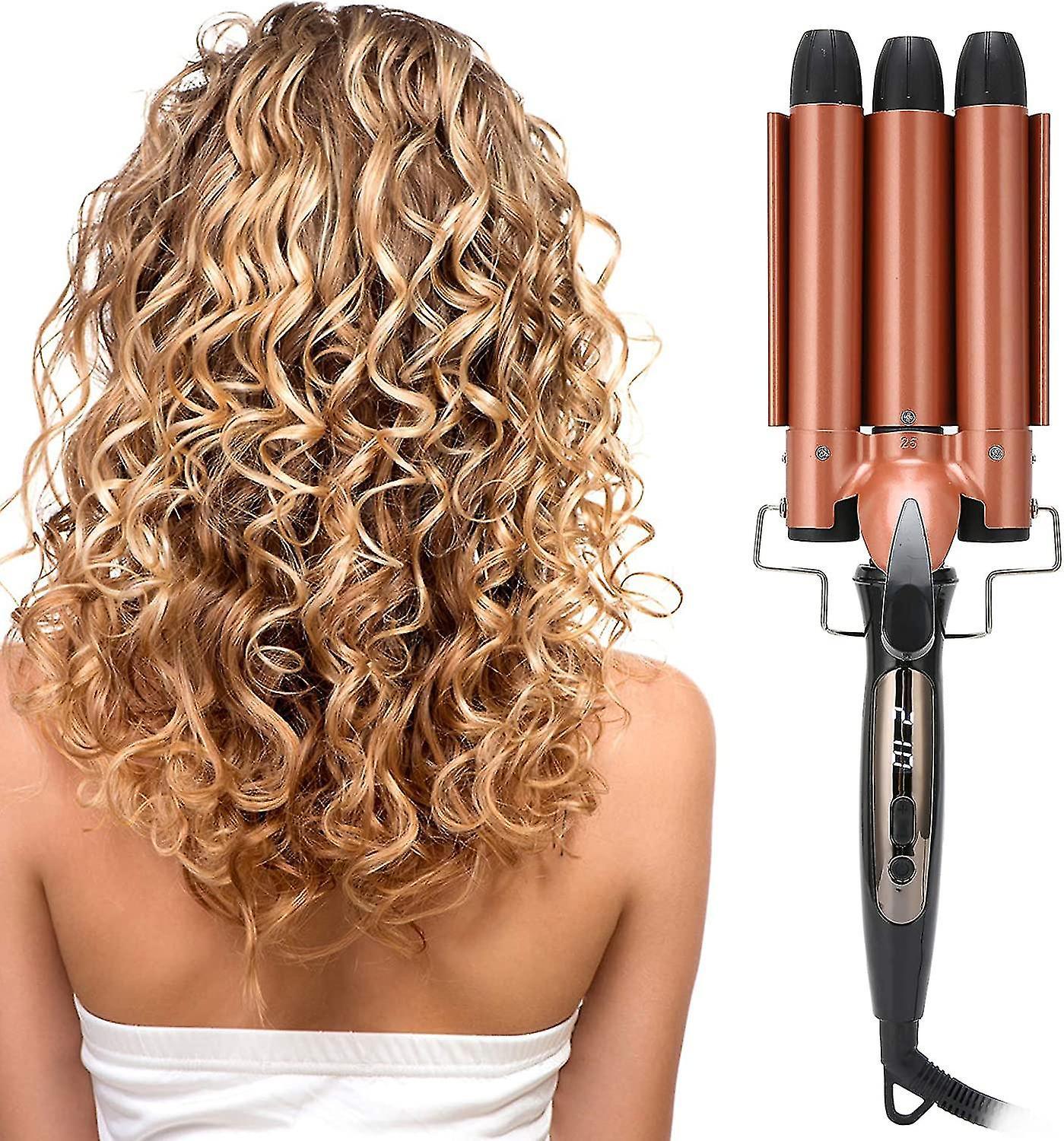 Ssylune Hair Curler, 3 Barrel Professional Curler With Adjustable Temperature Control And Lcd Temperature