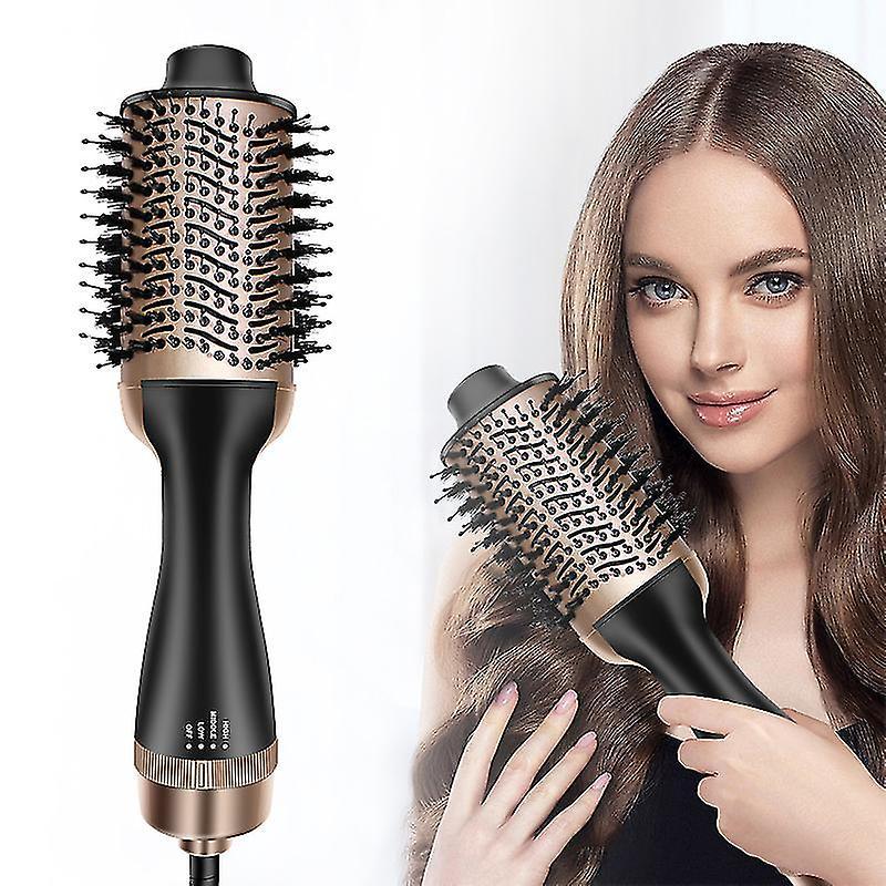 Lgdm 110v Hot Air Cold Air Hairbrush Hair Dryer Three-in-One Multi-Function Straightening Brush-European Plug