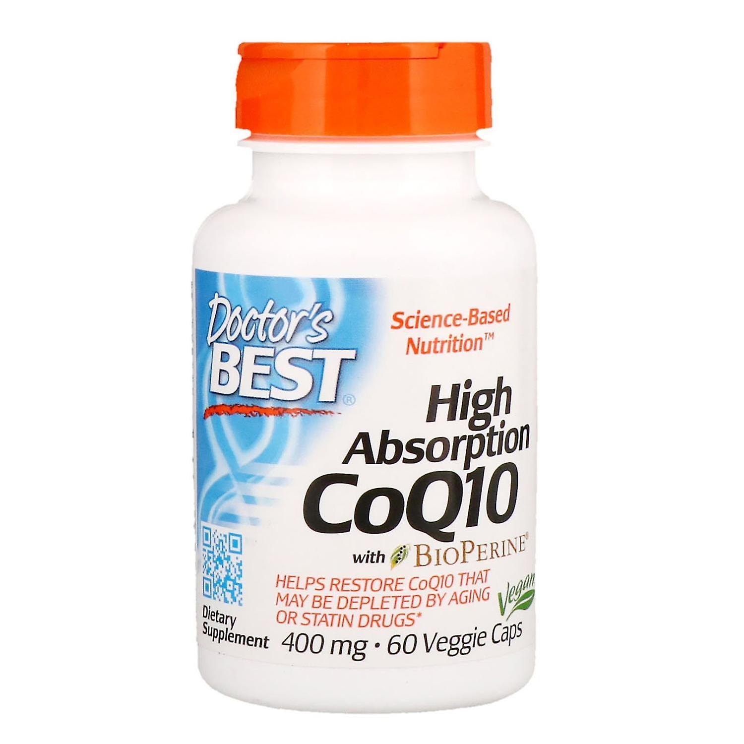 Doctor's Best, High Absorption CoQ10 with BioPerine, 400 mg, 60 Veggie Caps