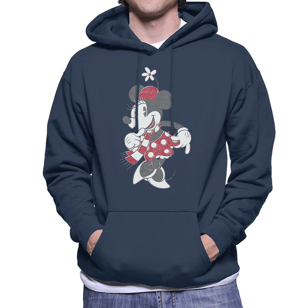 Disney Christmas Minnie Mouse Vintage Design Men's Hooded Sweatshirt Navy Blue X-Large