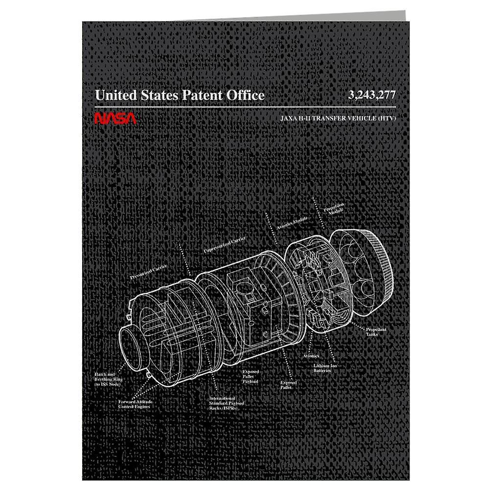 NASA JAXA H II Transfer Vehicle Blueprint Greeting Card Black 14.5 x 21cm