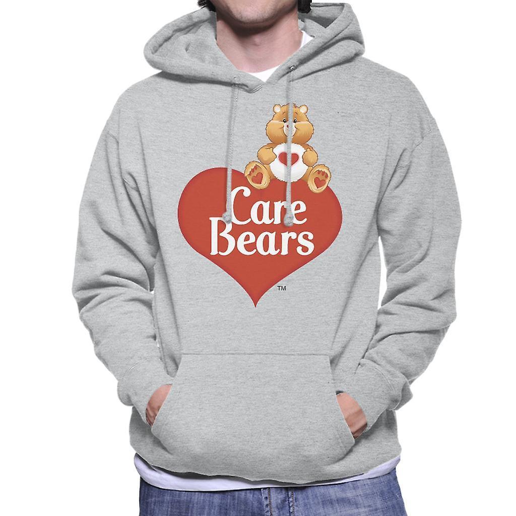 Care Bears Logo Tenderheart Bear Men's Hooded Sweatshirt Heather Grey Medium