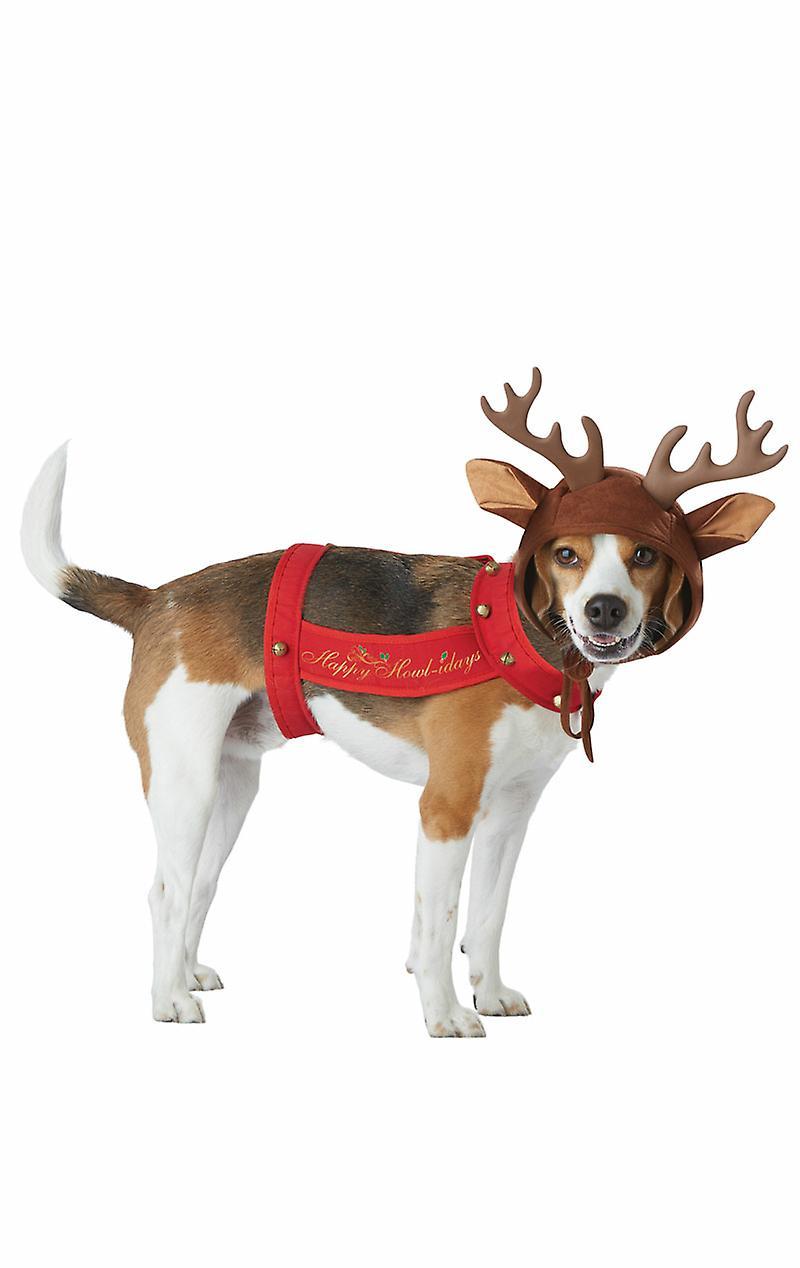 California Costumes Dogs Reindeer Festive Xmas Fancy Dress Costume Red Small