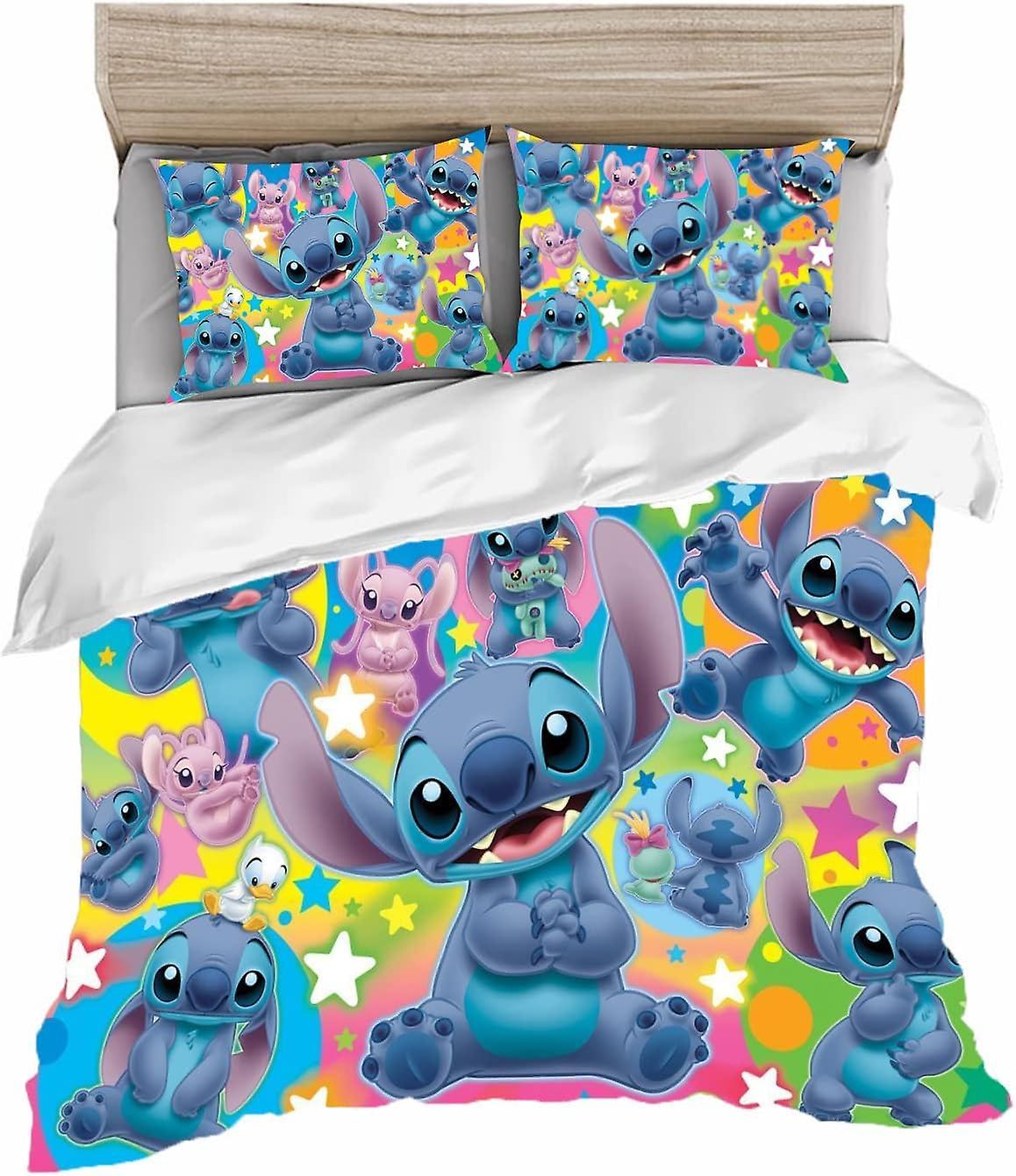 Kerota Lilo & Stitch, Lilo and Stitch Microfiber Cotton Children's Bedding Set, for Boys and Girls Single135x200cm