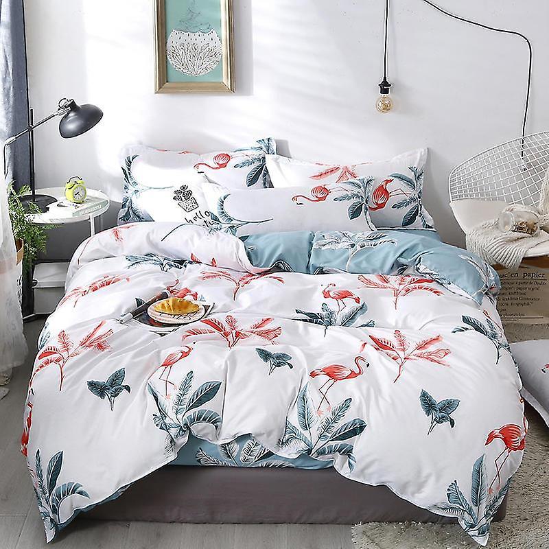 Slowmoose Pastoral Style Nature Plant Flower Print Bedding Sheet JSD-RDCL King 4pcs / Flat Bed Sheet