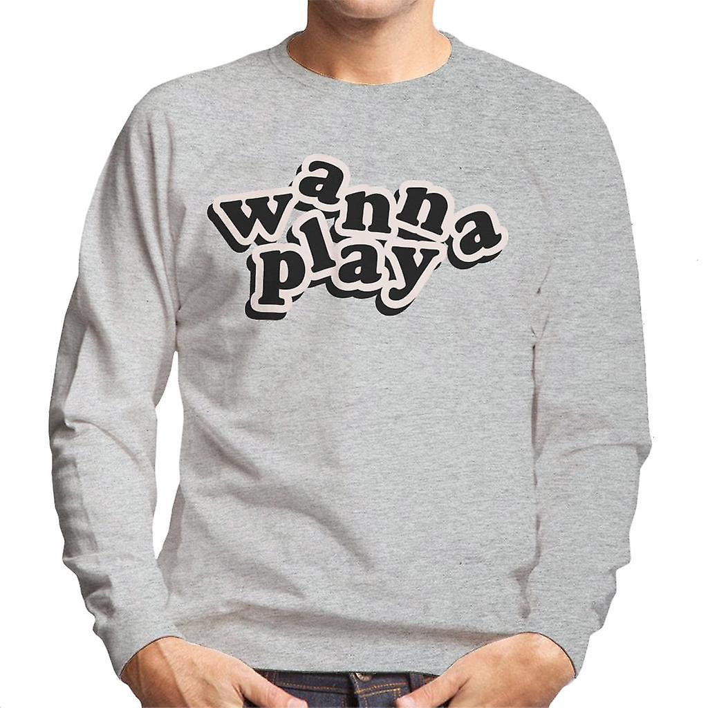 Chucky Wanna Play Playful Font Men's Sweatshirt Heather Grey X-Large