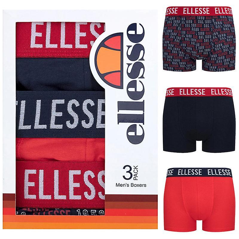 Ellesse Mens Boxer Trunks Short Pack Stretch Cotton Regula red/navy M