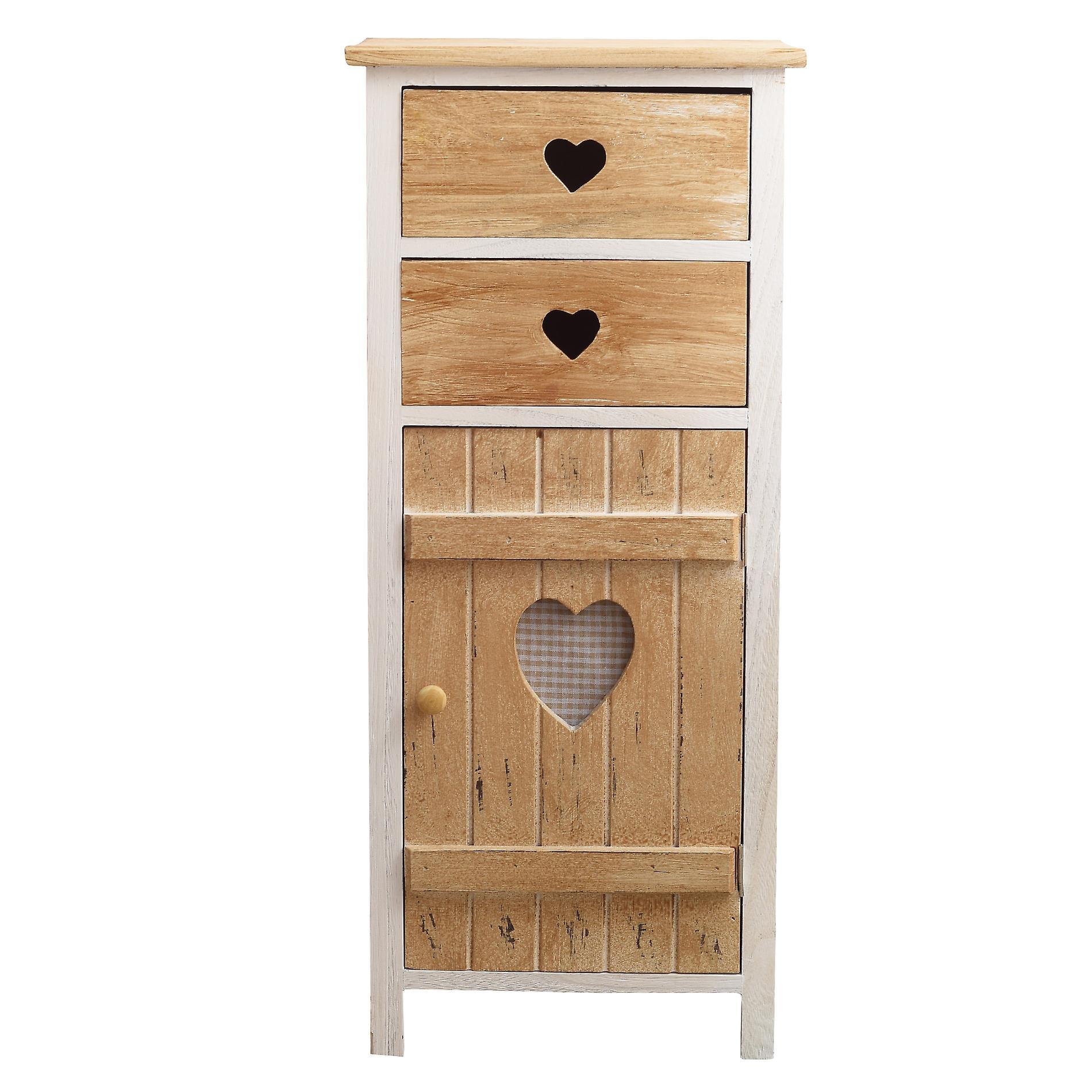 Mobili Rebecca Rebecca Furniture Comfort 2 Natural Wood Drawers Hearts Shabby 84x37x30