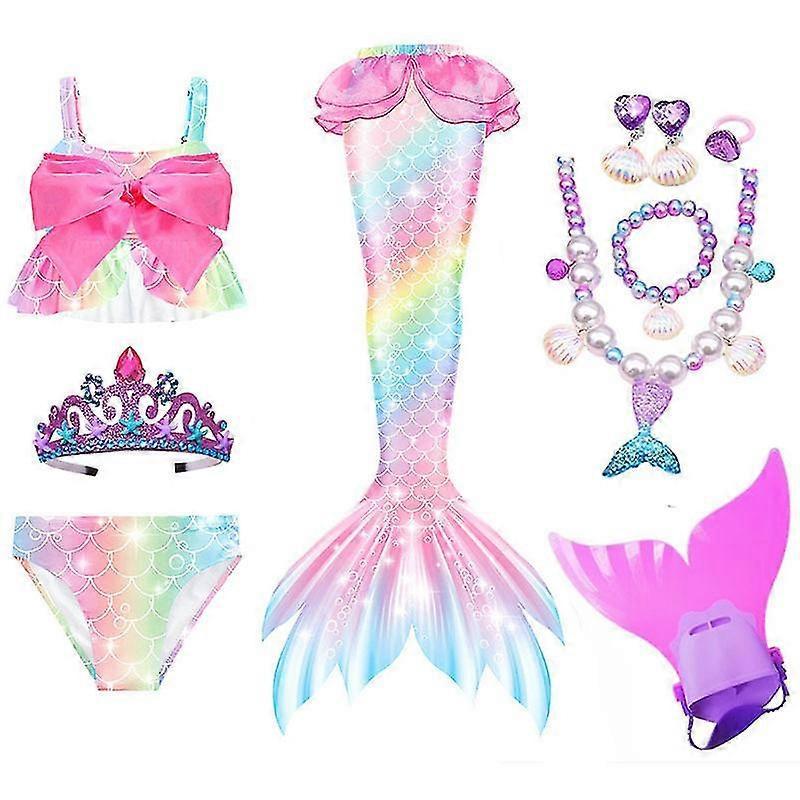 Walkbee Mermaid Tail Swimsuit with Monofin Girls Boys Swimwear Bikini Set set 4 150CM