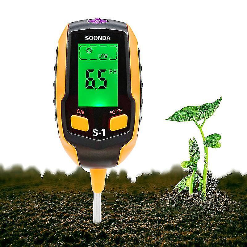 Aisitin Soil Ph Meter 4-in-1 Soil Tester Moisture Digital Plant Thermometer Test Moisture Meter For Potted Plants Gardens Lawns