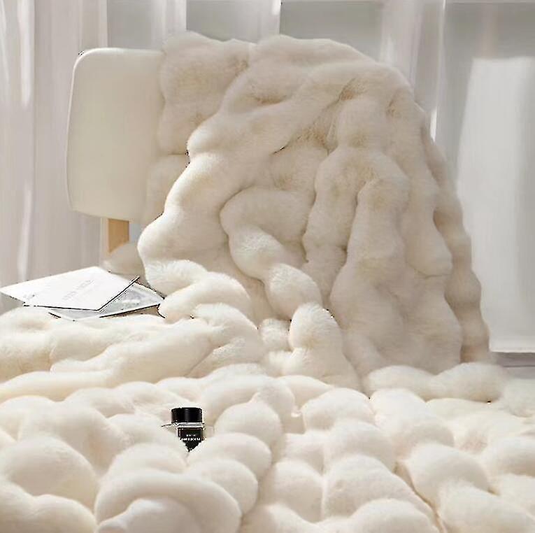 Zhuopai Plush Blanket Super Soft Plush Warm Blanket White 70*100CM