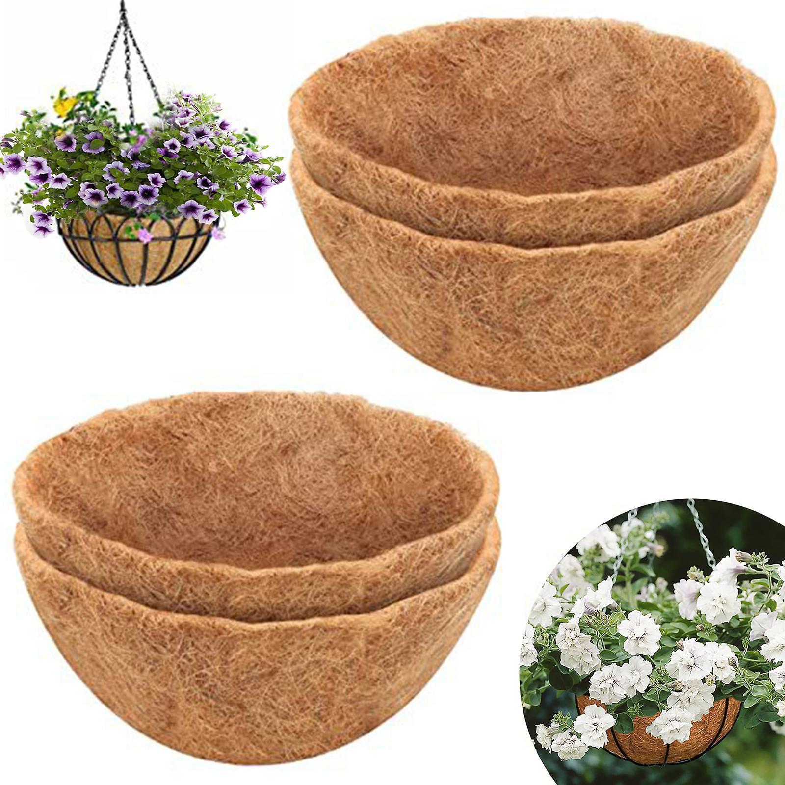 Longzhen 2pcs Hanging Planter Liners, Coco Fiber Liners For Hanging Baskets Plant Flower Growth, Porch Balcony Planter Liners Replacement 18 inch