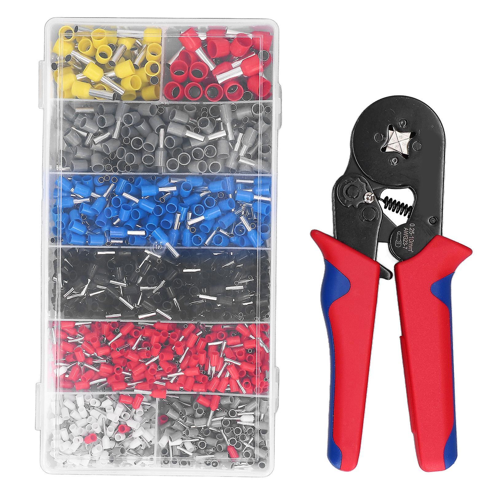 Crimp Pliers Self Adjustable Crimping Tool with 1200pcs Ferrule Terminal for 0.25-10mm2