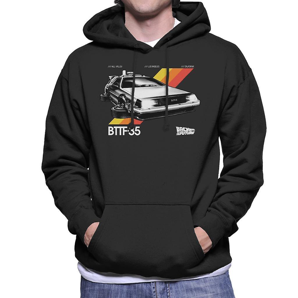 Back to the Future 35th Anniversary Delorean Men's Hooded Sweatshirt Black Large