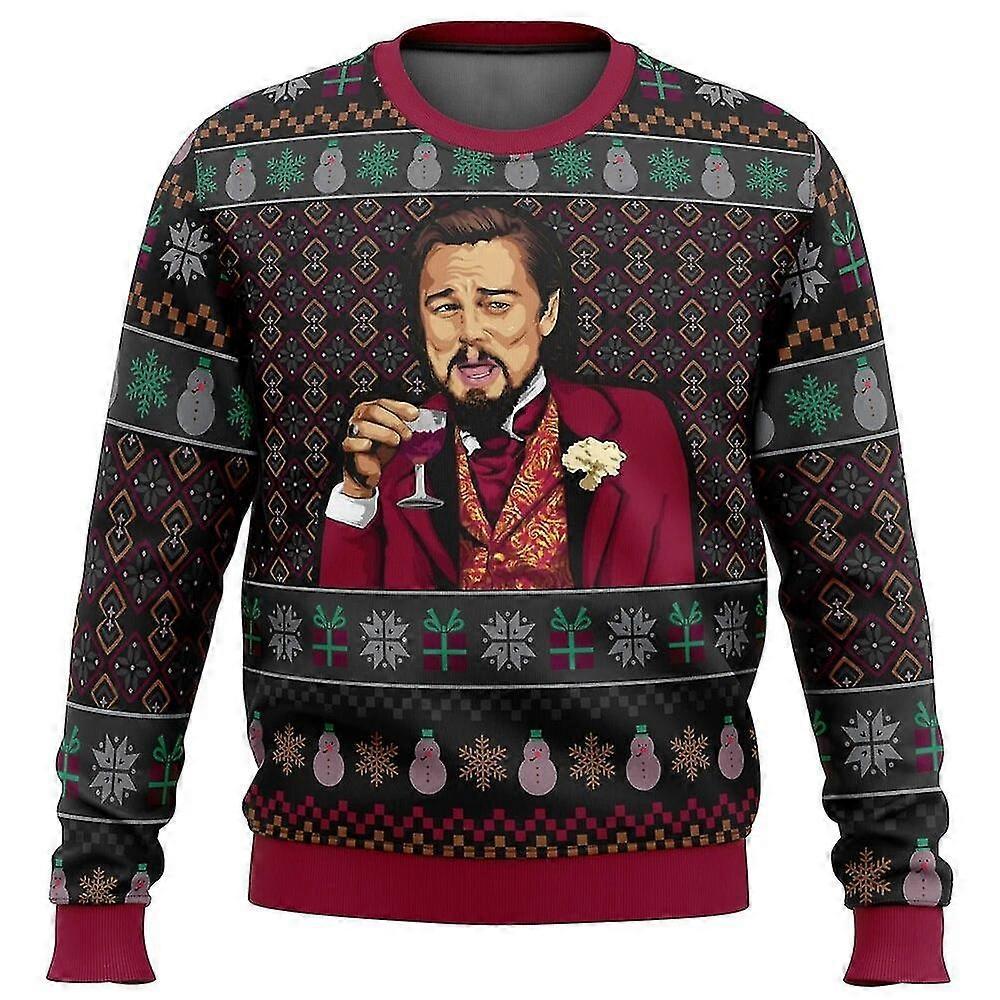 Seenlin Laughing Leo Dicaprio Meme Ugly Christmas Sweater Gift Santa Claus Pullover Men 3d Sweatshirt And Top L