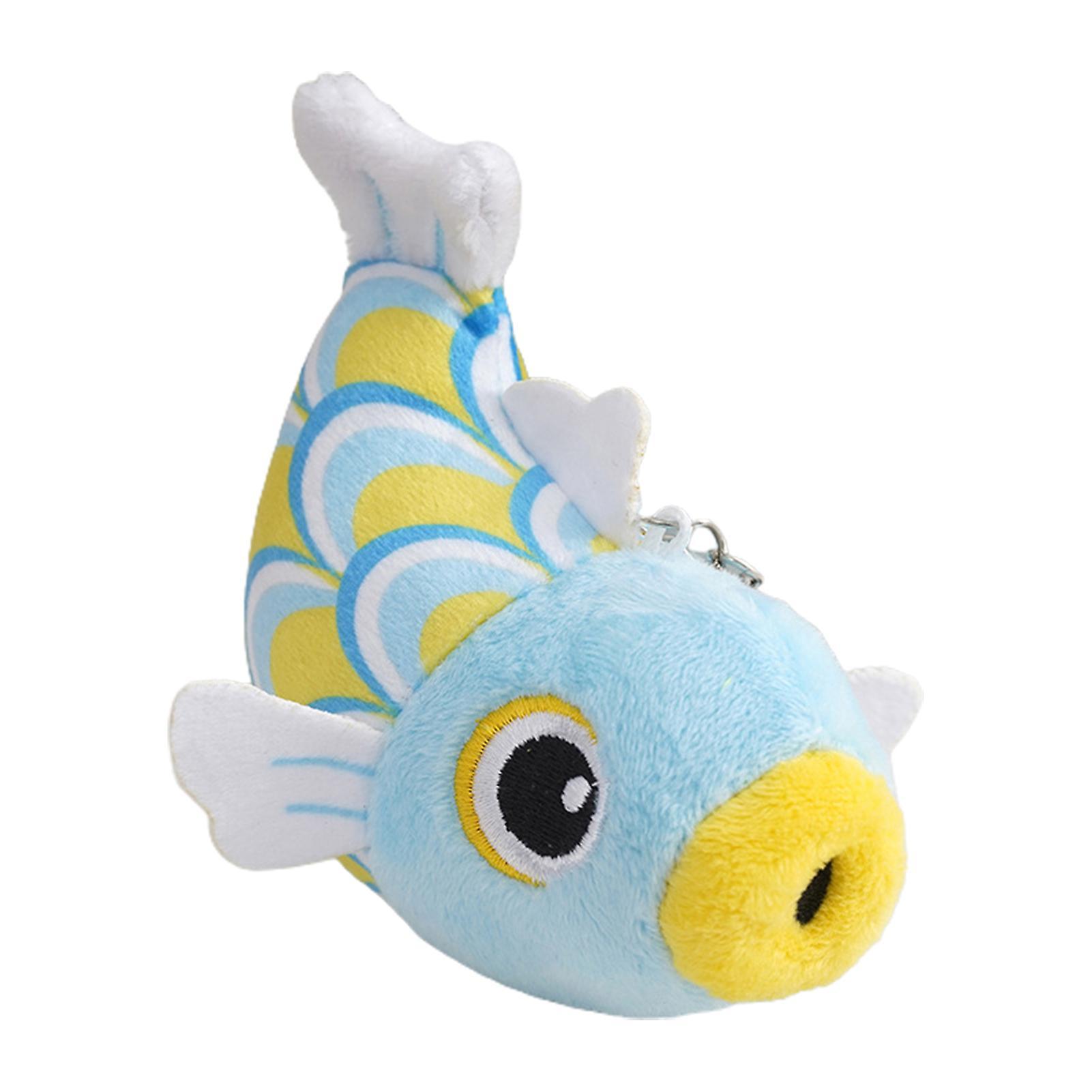 Haloppe 12cm Fish Plush Pendant Expression Exquisite Backpack Pendant Small Carp Keychain Stuffed Toy Blue