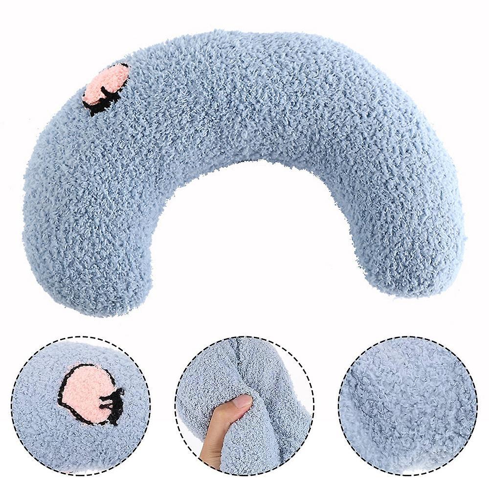 Mylight Pet Dog Soft Bed Calming Neck Pillow Dogs Fluffy Calming Toy Half Donut Cuddler Blue