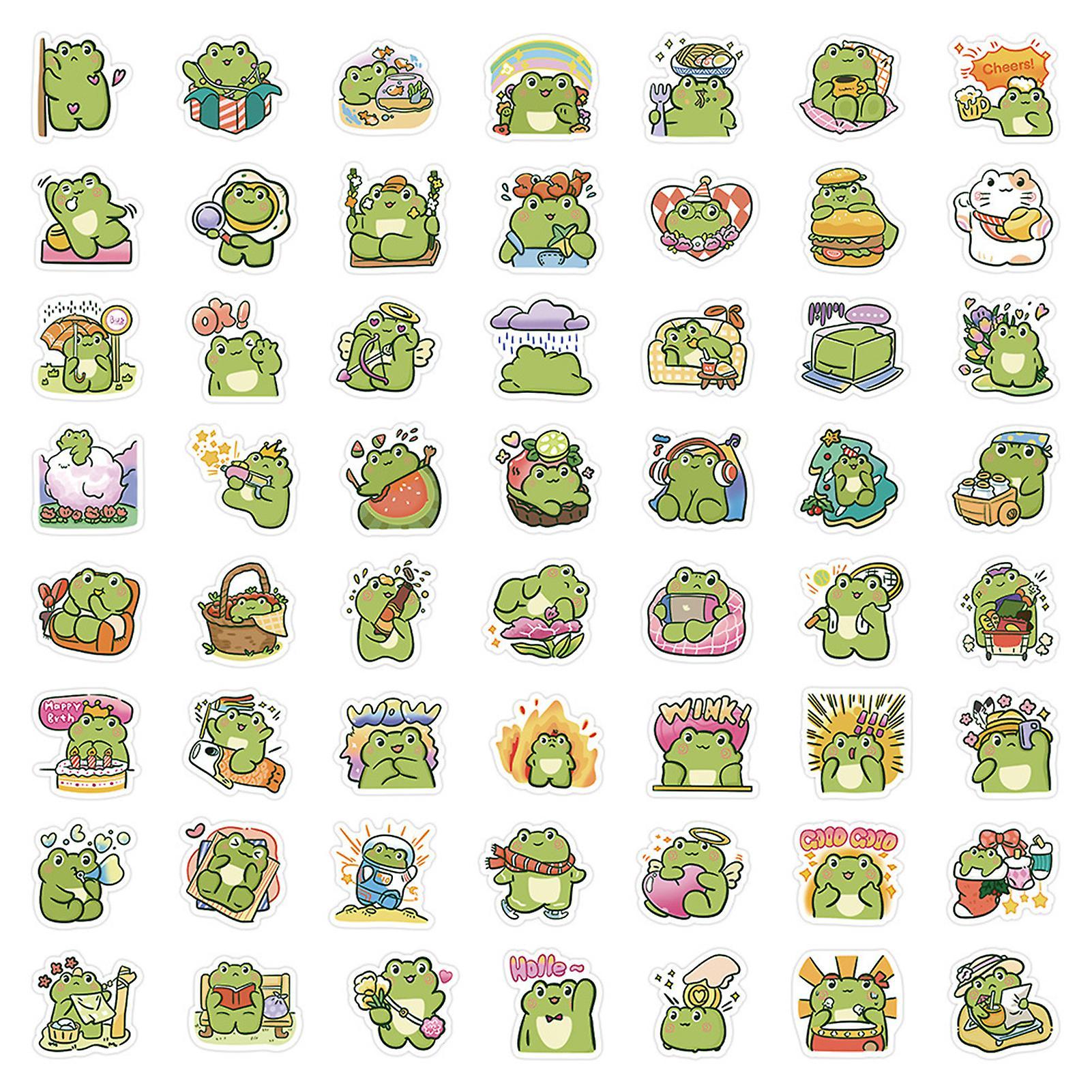 Remorui 60Pcs Frog Stickers Various Graffiti Decals Scrapbook Skateboard Laptop Water Bottle Luggage Stickers Reward Gift Sets