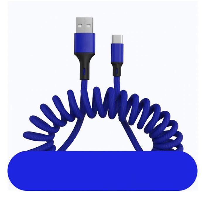 URVNS Curled Micro-USB Charging Cable - 5A Spiral Spring Data Cable 1.5 Meter Charger Cable Blue