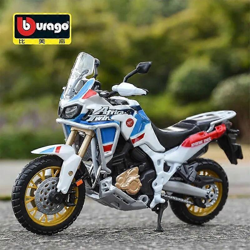 Bburago 1:18 Honda Africa Twin Adventure Static Die Cast Vehicles Collectible Hobbies Motorcycle Model Toys Toy Motorcycles Blue white