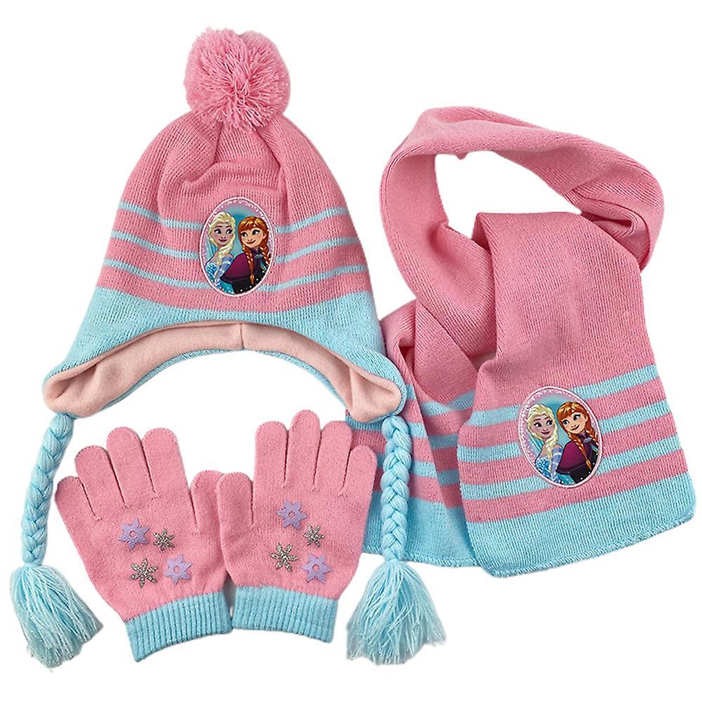 Waytogo Kids Children Disney Frozen Elsa Anna Winter Knit Hat Scarf And Gloves Set Girls Children Accessories B