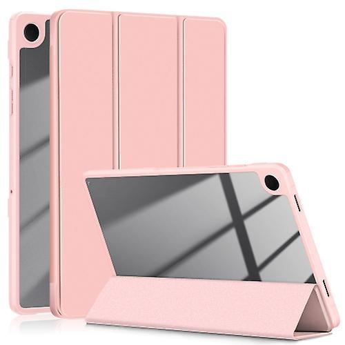 Mycase For Samsung Galaxy Tab A9+ Acrylic 3-folding Solid Color Smart Leather Tablet Case Pink