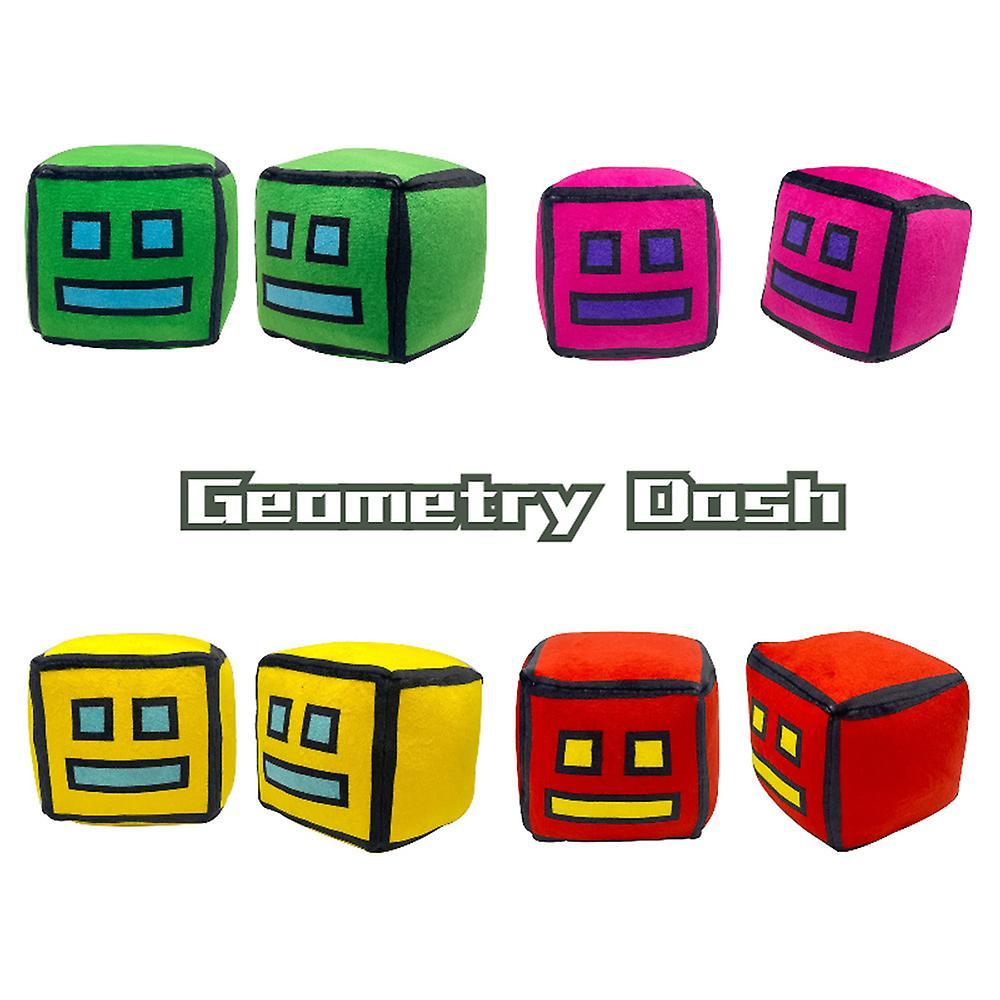 Bestdaily 2024 Hot Game The Geometry Dash Plush Toy Cute Throw Pillow Squares Stuffed Doll Collections Kids Children Day Xmas Gifts Red