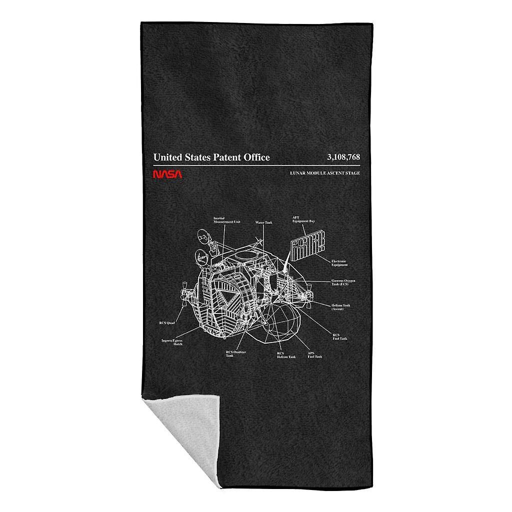 NASA Lunar Module Ascent Stage Blueprint Beach Towel Black 70 x 140cm