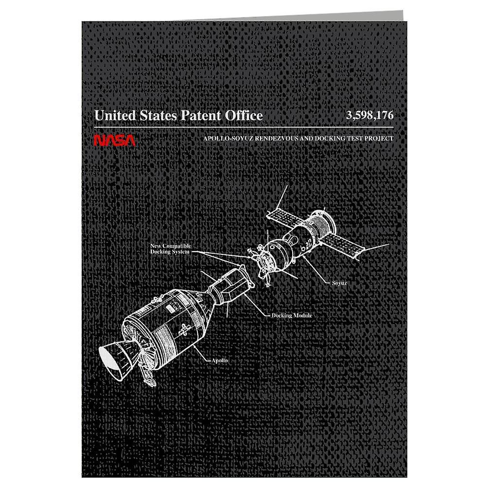 NASA Apollo Soyuz Docking Test Blueprint Greeting Card Black 14.5 x 21cm