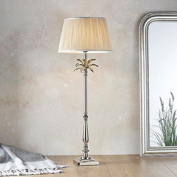 Endon Lighting Freya Table Lamp Polished Nickel Plate & Oyster Silk 1 Light IP20 - E27