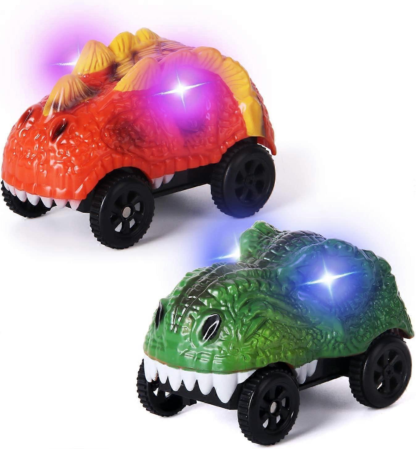 Tinor Replacement track car only, LED illuminated dinosaur car is compatible with most tracks, Track set accessories (2-pack)