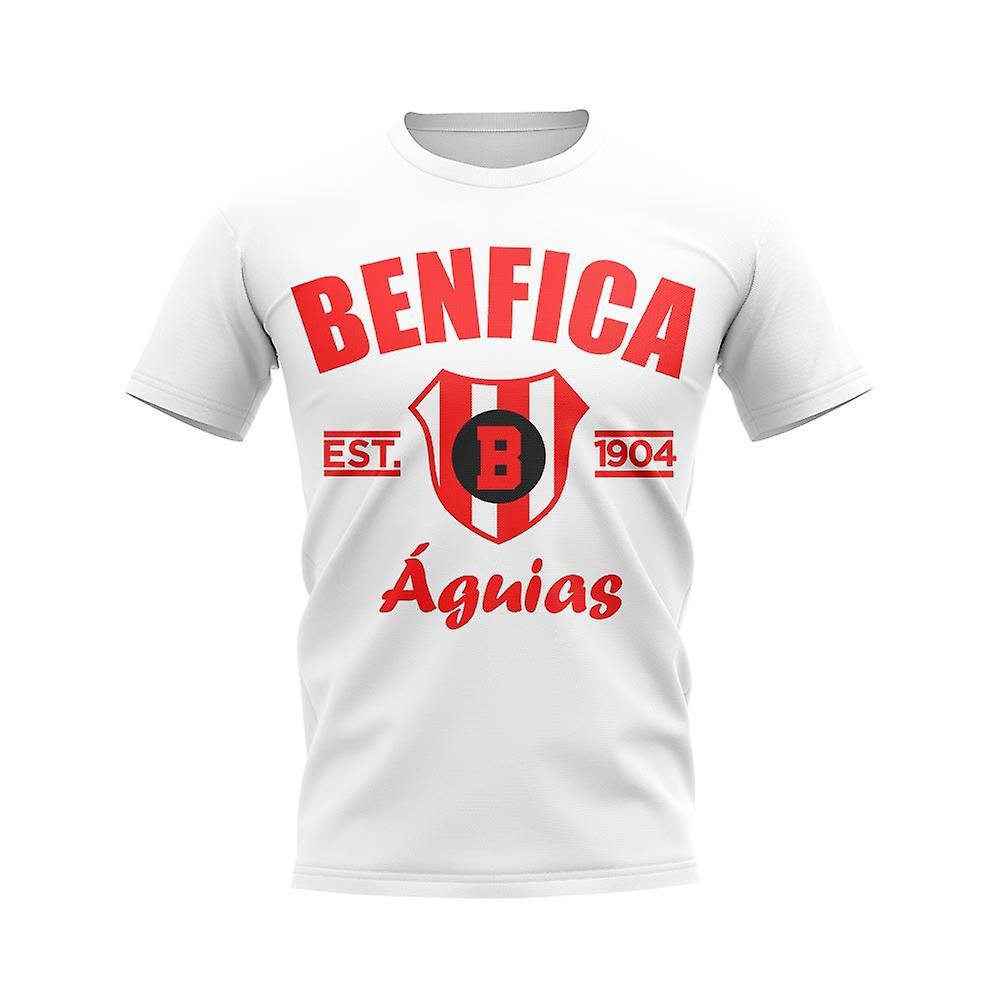 UKSoccerShop Benfica Established Football T-Shirt (White) Blue Womens XXL (Size 18 - 40 inch Chest)