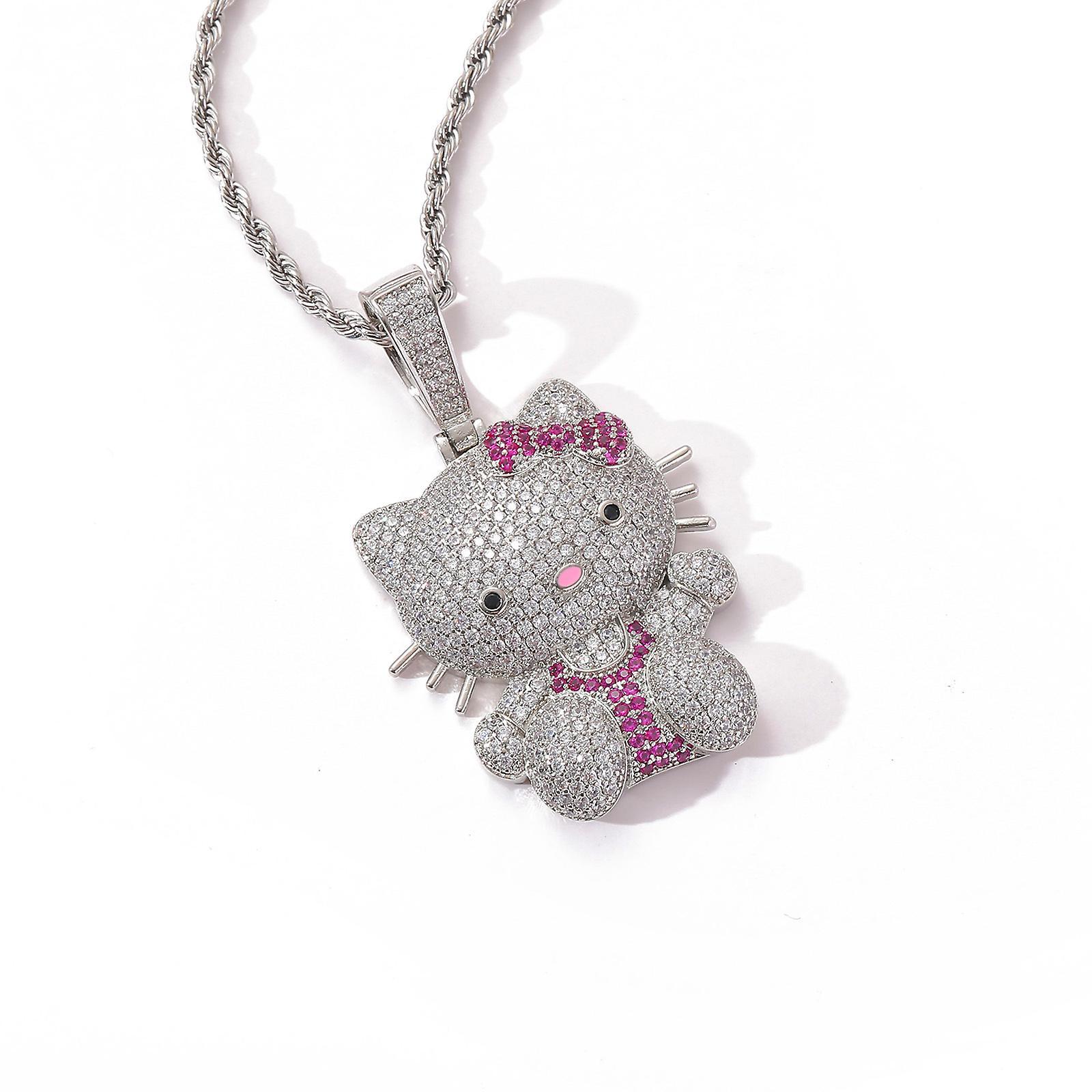 Yixin Tech Hellokitty Diamond Necklace Pendant With High Quality Diamond Inlay Technique