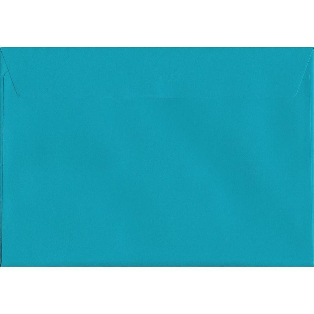 ColorSono Caribbean Blue Peel/Seal C4/A4 Coloured Blue Envelopes. 120gsm Luxury FSC Certified Paper. 229mm x 324mm. Wallet Style Envelope. 25