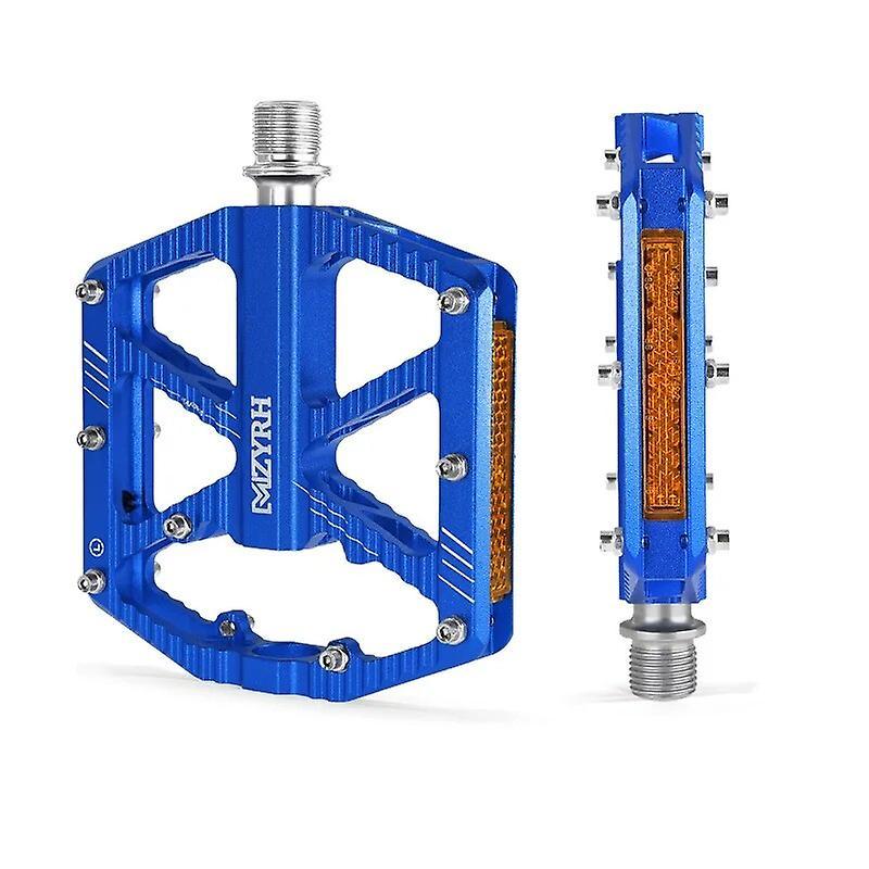 Reflective Bike Pedal 3 Bearings Non-slip Mtb Pedals Aluminum Alloy Flat  Waterproof Bicycle Pedals MZ-F336 blue