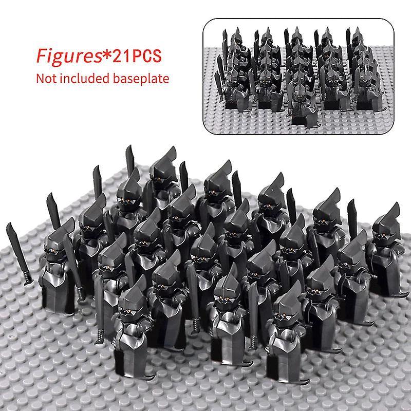 Moc Medieval Lotr Figures Orc Soldiers Raider Vargr Wolf Elephant Mount Knights Building Blocks Bricks Toys For Children Gifts Set 16