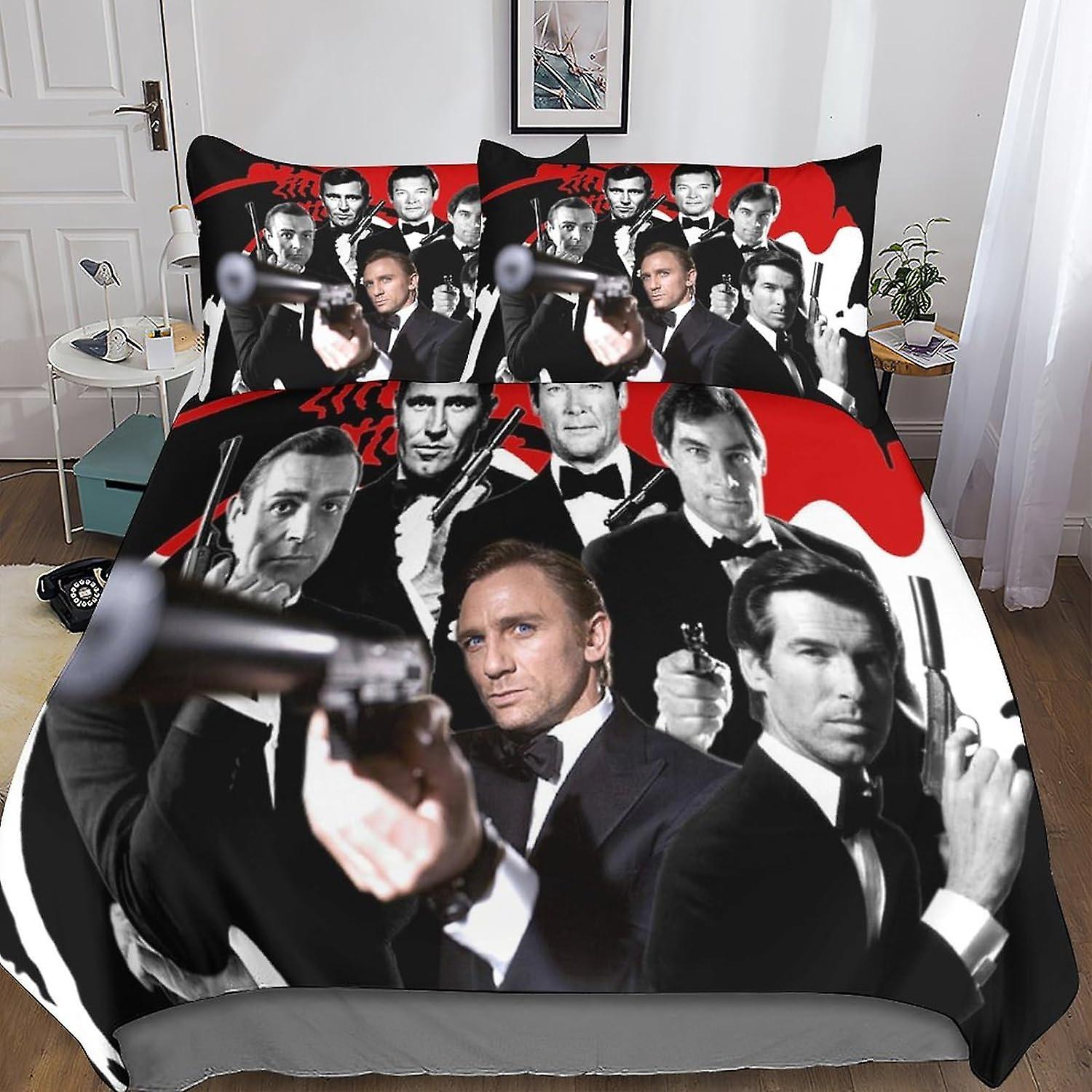 Kerota 007 James Bond Duvet Cover Set 3D Printed Microfiber Bedding with Pillowcases, Zipper Closure, 3 Pieces for Teens and Adults Double Double20...