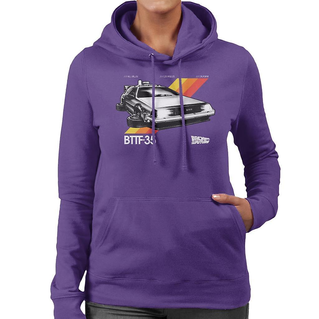 Back to the Future 35th Anniversary Delorean Women's Hooded Sweatshirt Purple XX-Large